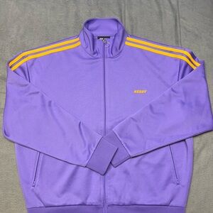 Men’s Large - Nerdy Purple Zip-Up Track Jacket w/ Yellow Stripes - Lakers